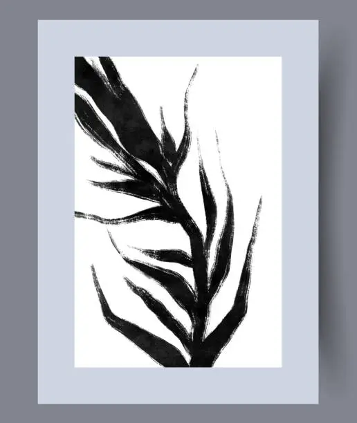 Vector illustration of Still life plant aesthetics leaves wall art print