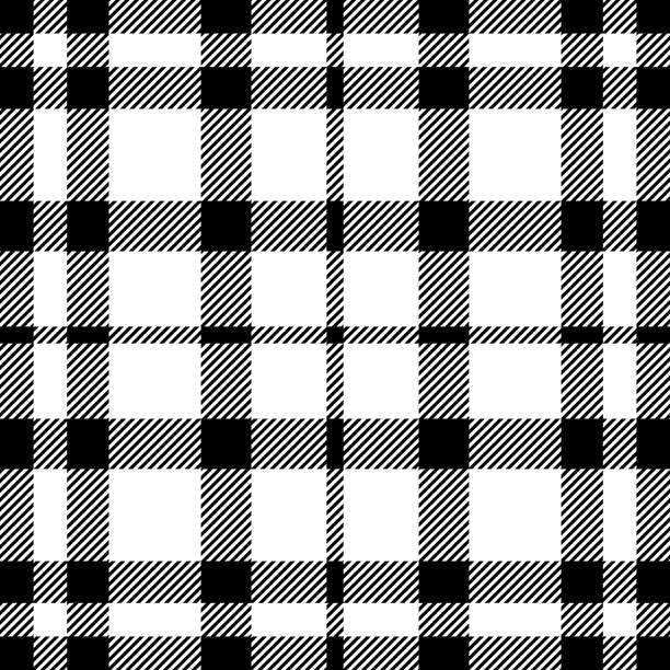 istock Black and white color striped lines tartan check seamless plaid pattern background for textile design. 2104285022