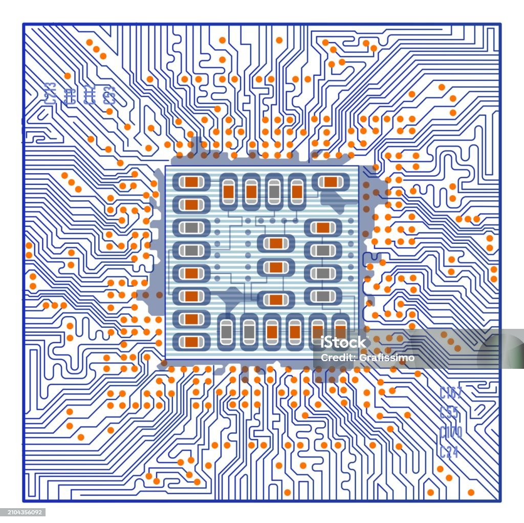 Computer Chip Shape Computer Chip With Circuit Board In A Square Shape Stock Illustration ...