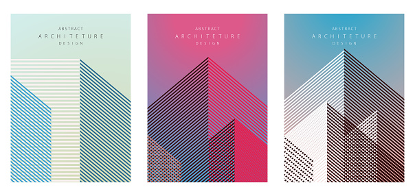 Vector colors line art style abstract architectural construction cover brochure design template backgrounds collection