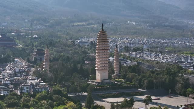 close-up of Three Pagodas of Chongsheng Temple in Dali