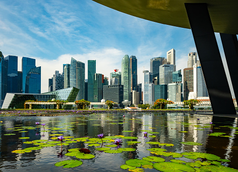 Singapore Skyline with Financial district and Boat Quay