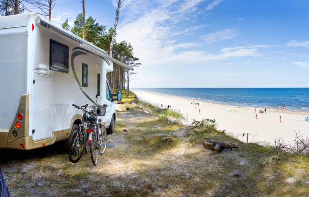 istock Holidays in Poland - camper at Baltic seashore 2104375009