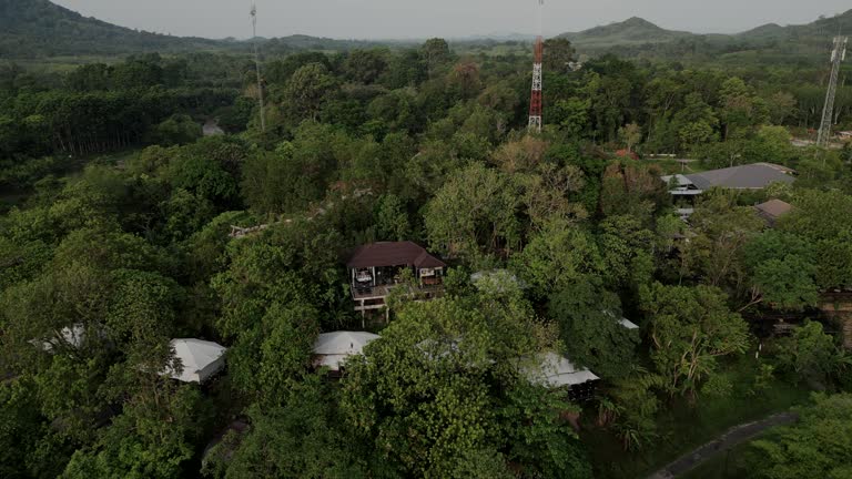 Aerial view of tropical beautiful green mountains