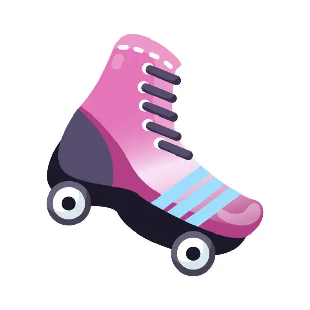 Vector illustration of Vector illustration of roller skates isolated on white background. Roller skates illustration. Retro roller skates. 90s fashion. Disco style. 90s style vector.
