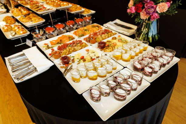 istock A gourmet presentation of assorted appetizers, canape and chia pudding. 2104402641