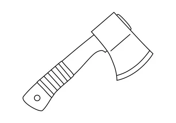 Vector illustration of Camping axe outline illustration
