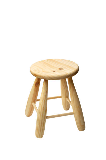 istock A wooden small stool on a white background with copy space 2104421887