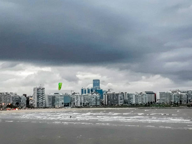 Stormy weather at famous montevideo pocitos neighborhood, montevideo, uruguay