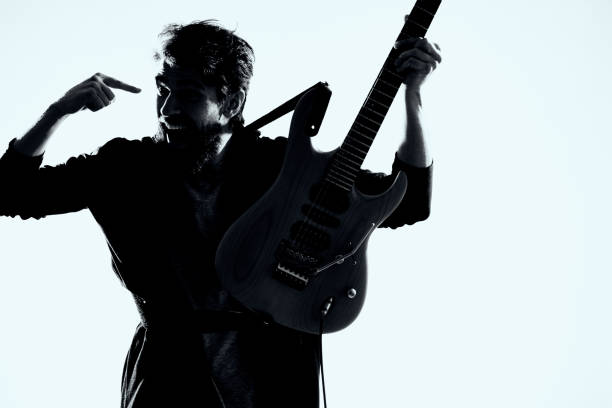 istock Male guitarist music performance modern art style 2104457454