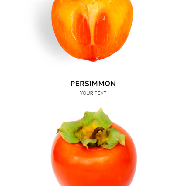 Creative layout made of persimmon on the white background. Food concept. Macro concept.