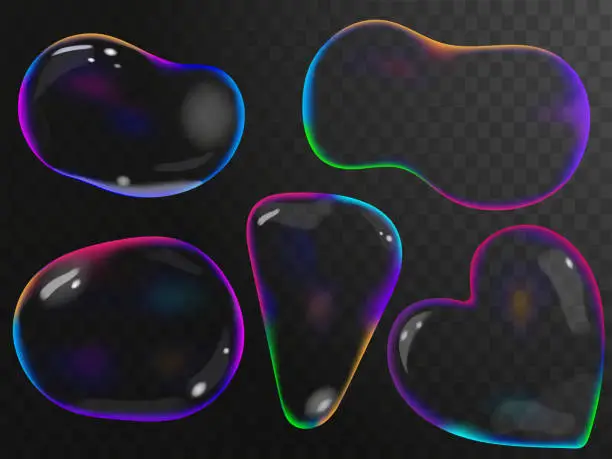 Vector illustration of translucent liquid bubble shape refraction