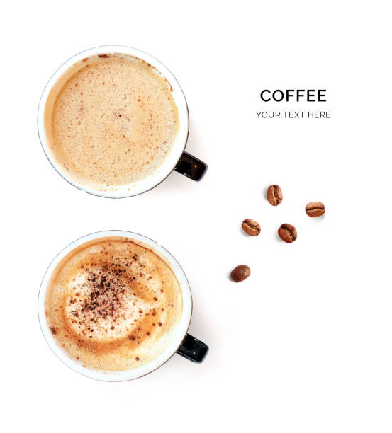 istock Creative layout made of coffee and coffee beans on white background. Flat lay. Food concept. Macro  concept. 2104501364