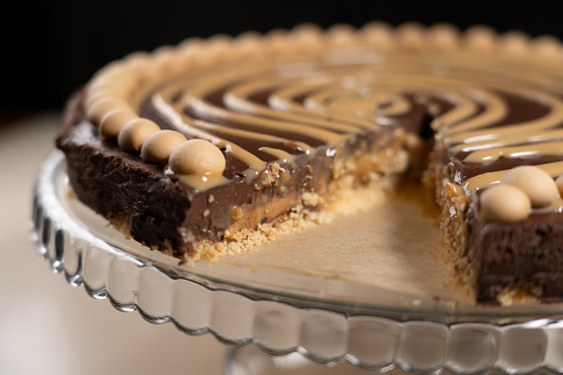 Salted Caramel Chocolate Cold Cake on Stand