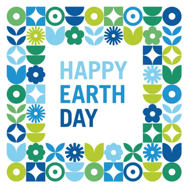 Vector illustration of Earth Day concept design with frame.