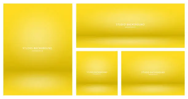 Vector illustration of A set of empty yellow backgrounds for presentations of cosmetic products for sale online.