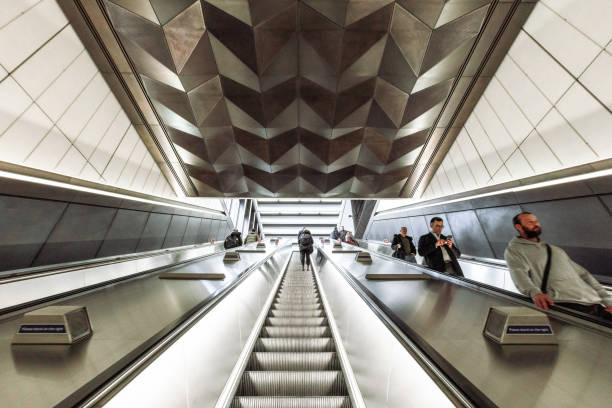 London, UK - 20 March, 2024: busy commuters inside the newly developed Elizabeth Line section of Bond Street underground station in London, UK.