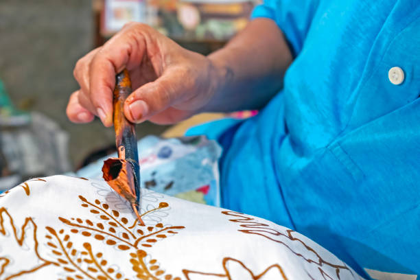 Handmade batik, Yogyakarta, Java, Indonesia stock photo