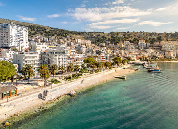 istock Saranda beach on the Albanian Riviera 2104548849