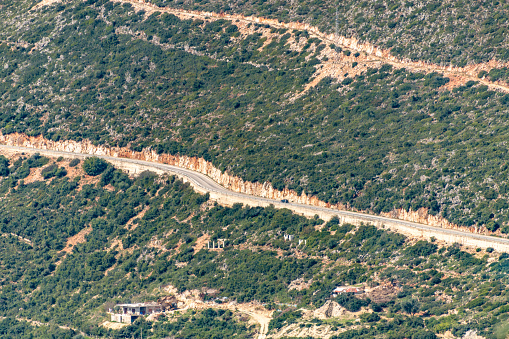 Mountainous SH8 road in Albania