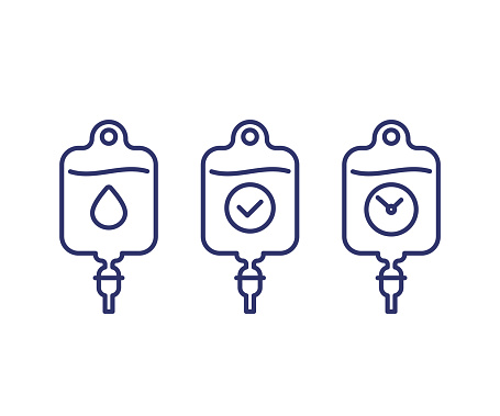 iv bag line icons on white