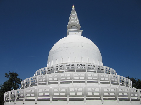 White stupa located in Zalaszántó, Hungary