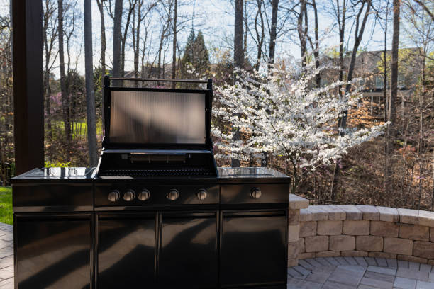 istock Barbecue Grill and Outdoors Garden in Springtime 2104631728
