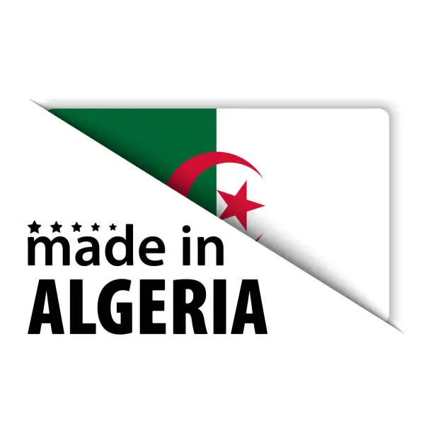 Vector illustration of Made in Algeria graphics and labels set.