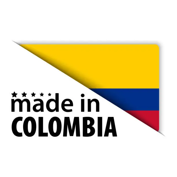Vector illustration of Made in Colombia graphic and label.