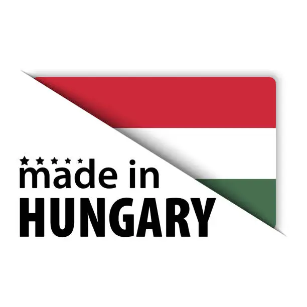 Vector illustration of Made in Hungary graphic and label.