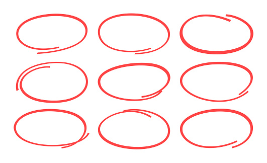 Drawn line circles editing marks or highlight reminder design elements