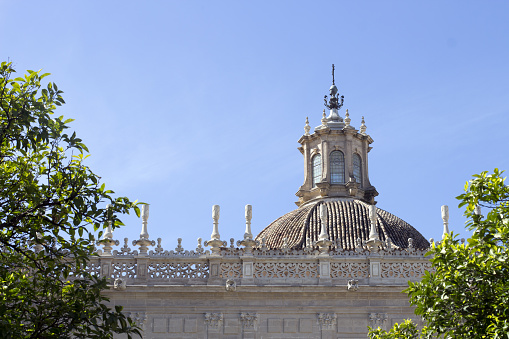 Ornamental Royal Alcazar gardens,an oasis in the city of Seville,Spain.