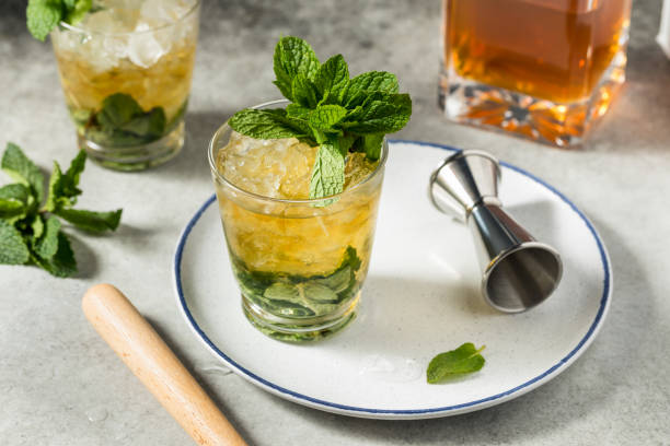 Frozen Bourbon Kentucky Mint Julep Frozen Bourbon Kentucky Mint Julep with Sugar kentucky derby stock pictures, royalty-free photos & images