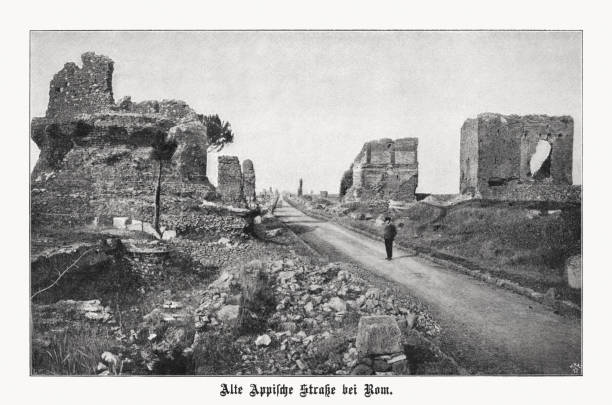 istock Via Appia Antica near Rome, Italy, halftone print, published 1899 2104698698