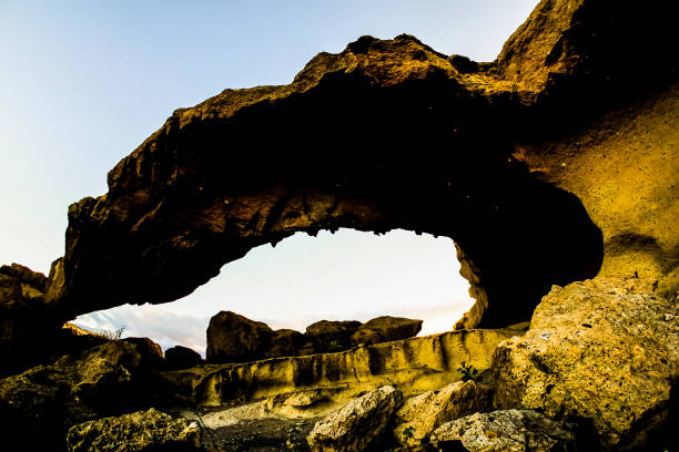 Volcanic Formation Natural Arch in the Desert Tenerife Canary Islands Spain
