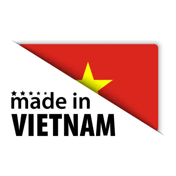 Vector illustration of Made in Vietnam graphic and label.