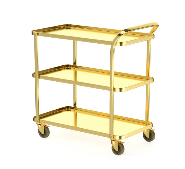 istock Empty gold food serving cart 2104726259