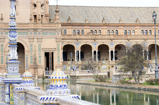 Detail of Plaza de Espana in Seville, Andalusia, Spain