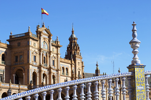 Detail of Plaza de Espana in Seville, Andalusia, Spain