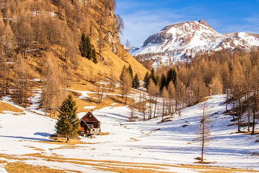 A small house in the snow of Devero valley