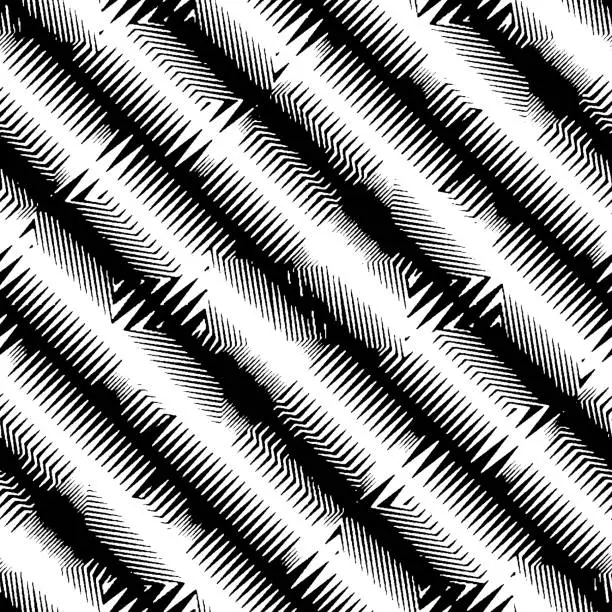 Vector illustration of Seamless Zigzag Black White Diagonal Lines. Repeat illustration.