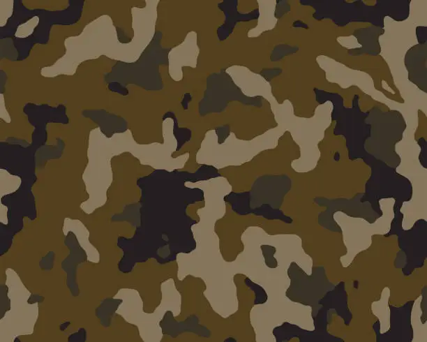 Vector illustration of Seamless brown camouflage texture. Army camo fabric print