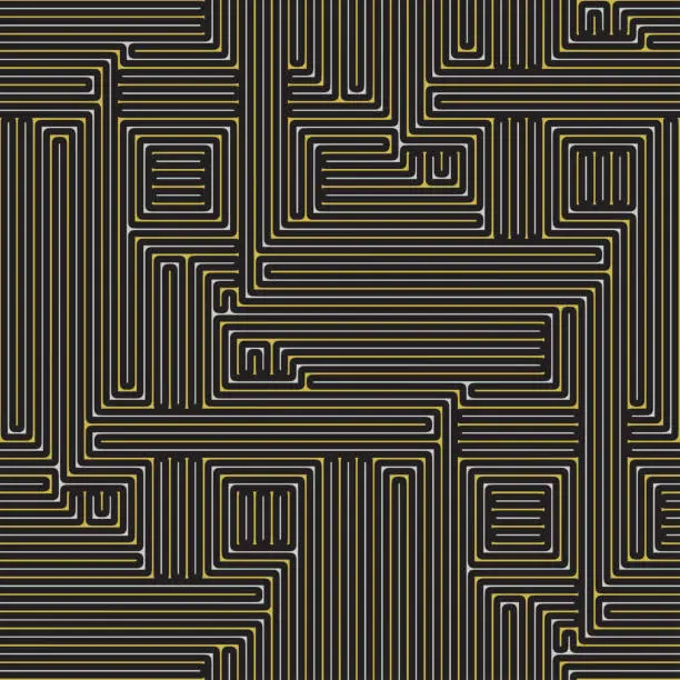 Vector illustration of Seamless subtle lines texture pattern. Maze background. Symmetric tile and marble design