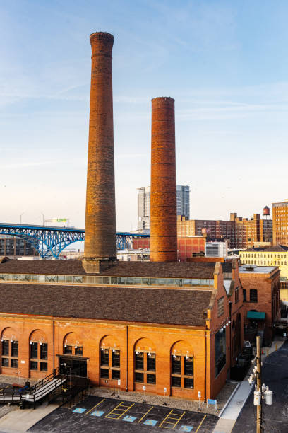 Brick smoke stacks in Downtown Cleveland Ohio
