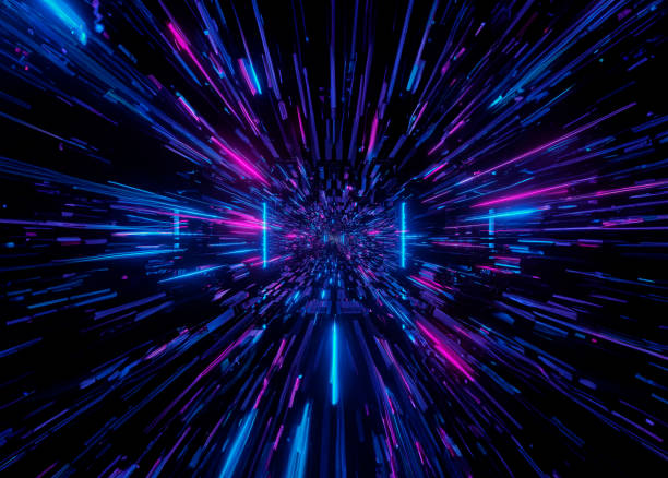 istock Abstract background with purple and blue 3D illustration technology and futuristic 2104902675