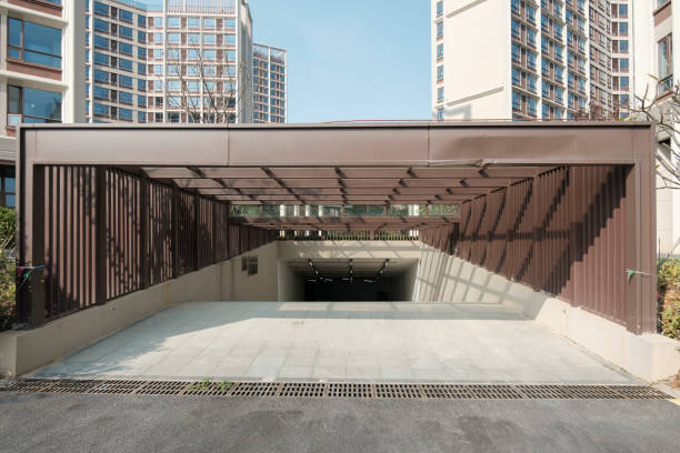 istock Community parking entrance 2104927979