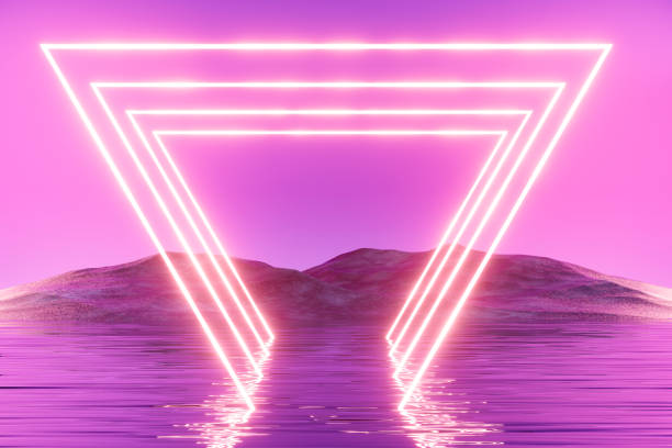 istock Neon lighting tunnel on water 2104960569