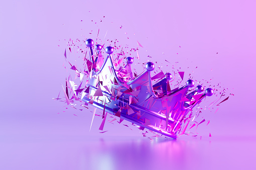 Crown on neon background. Digitally generated image. 3d render.