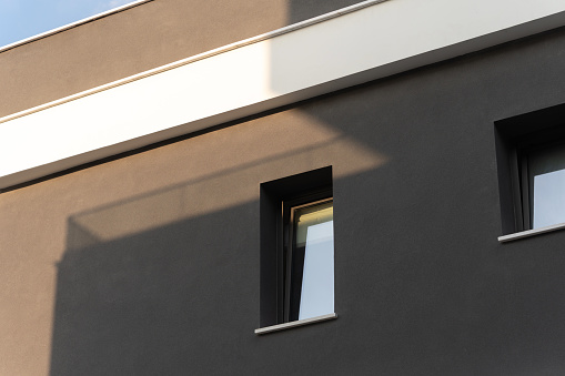 Minimalist details of modern building facade.