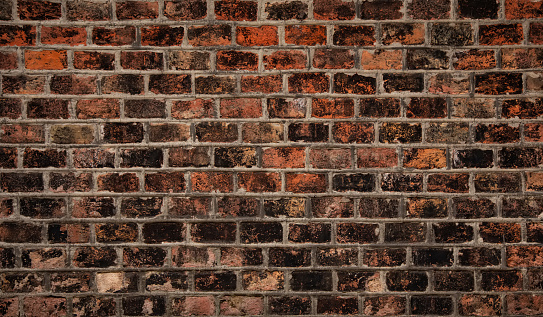 Brick wall texture, grunge industrial urban background